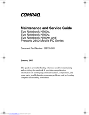 Compaq Evo N800w Series Maintenance And Service Manual