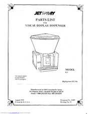 Cornelius Jet Spray EJ1 Parts List