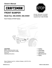 Craftsman FRONT BUMPER 486.245981 Owner's Manual
