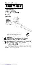 Craftsman 358748200 - 7.5 Amp Electric Blower Operator's Manual