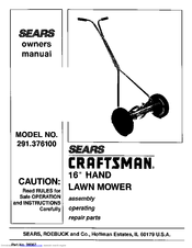 Sears Craftsman 291.376100 Owner's Manual