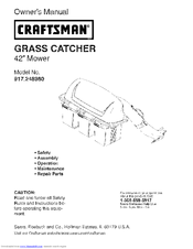 Craftsman GRASS CATCHER 917.24898 Owner's Manual