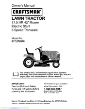 Craftsman LAWN TRACTOR 917.27267 Owner's Manual