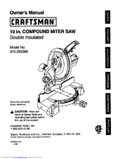 Craftsman 10 IN. COMPOUND MITER SAW 315.23538 Owner's Manual