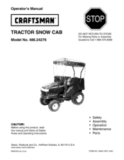 Craftsman SNOW CAB 486.24276 Operator's Manual