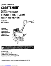 Craftsman FRONT TINE TILLER WITH REVERSE 917.292402 Owner's Manual