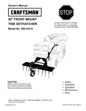 Craftsman TINE DETHATCHER 486.24312 Owner's Manual