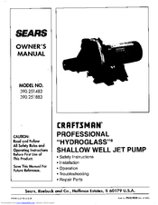Craftsman HYDROGLASS 390.251883 Owner's Manual