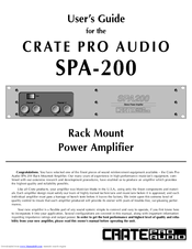 Crate Pro Audio SPA-200 User Manual