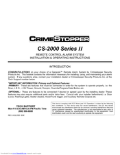 Crimestopper CS-2000 Installation & Operating Instructions Manual