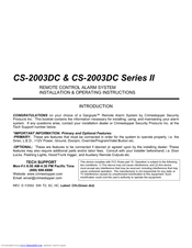 Crimestopper CS-2003DC SERIES II Installation & Operating Instructions Manual