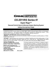 Crimestopper Super Rage CS-2011RS IV Series Operation Instructions Manual