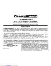 Crimestopper CS-2000DPII TW2 Installation And Operating Instructions Manual