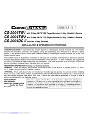 CrimeStopper CS-2004DC II Installation And Operating Instructions Manual
