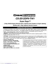 CrimeStopper Super Rage CS-2012DPII-TW1 Operating Instructions Manual