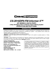 CrimeStopper CS-2016DPII-FM Informer II Operating Instructions Manual