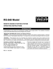 CrimeStopper Cool Start RS-840 Operating Instructions Manual