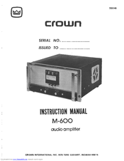 Crown M-600 Instruction Manual
