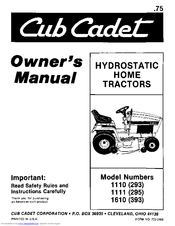 Cub Cadet 1110 (293) Owner's Manual