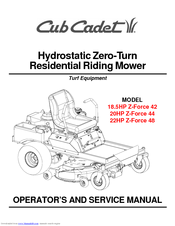 Cub Cadet 18.5HP Z-Force 42 Operator's And Service Manual