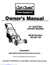 Cub Cadet 185-387-100 Owner's Manual