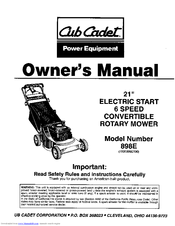 Cub Cadet 898E Owner's Manual