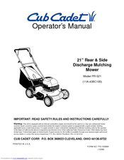 Cub Cadet PR-521 Operator's Manual
