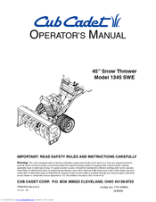 Cub Cadet 1345 SWE Operator's Manual