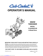 Cub Cadet 770-10538 31AH4Q3G100 Operator's Manual