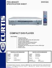 Curtis DVD1043 Specification Sheet
