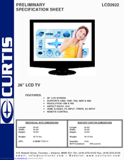Curtis LCD2622 Specification Sheet