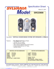 Sylvania SRCD909 Specification Sheet