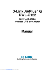 D-Link 802.11g Wireless LAN USB Adapter DWL-G122 Manual