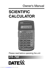 Datexx ECO-CALC DS-700 Owner's Manual