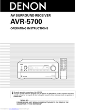 Denon AVR5700 - THX Audio/Video Receiver Operating Instructions Manual