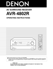 Denon AVR-4802R Operating Instructions Manual