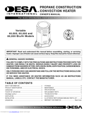 Desa reddy heater 60 Owner's Manual