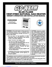 Desa Glo-Warm FGHS30NGB Owner's Operation And Installation Manual