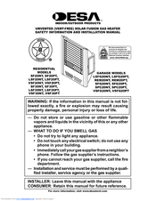 Desa LSFG20NT Safety Information And Installation Manual