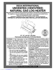 Desa VL24N Owner's Operation And Installation Manual
