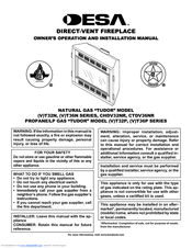 Desa VT32P Series Owner's Operation And Installation Manual