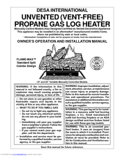 Desa FLAME-MAX CFYS24P Owner's Operation And Installation Manual
