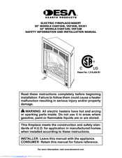 Desa VEF32B Safety Information And Installation Manual