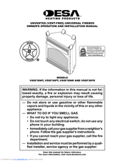 Desa VSGF36NR Owner's Operation And Installation Manual