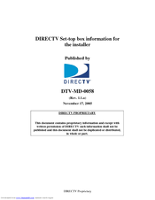 DirecTV DTV-MD0-0058 Information For The Installer