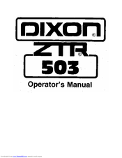 Dixon ZTR 503 Operator's Manual
