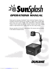Dukane SunSplash SP4134 Operation Manual