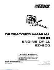 Echo ED-200 Operator's Manual