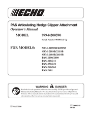 Echo SRM-2100SB/2400SB, SRM-210SB/211SB, SRM-260SB/261SB, PAS-2100/2400, PAS-210/211, PAS-230/231, PAS-260/261, PAS-2601 Operator's Manual