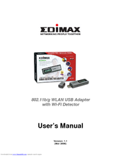 Edimax 802.11b/g WLAN USB adapter with Wi-Fi Detector User Manual
